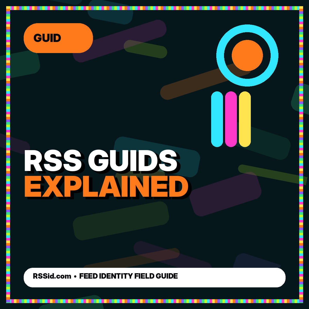 RSS GUIDs Explained typography card